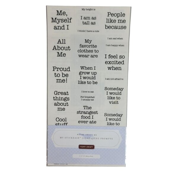 Close to My Heart Reflections Stickease X5746 Journaling Prompts About Me NEW - Picture 2 of 4